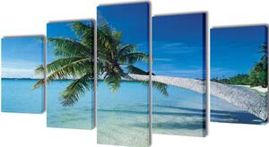 VidaXL Zidne Slike na Platnu s Printom Pješčane Plaže i Palme 100 x 50 cm