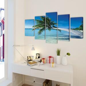 VidaXL Zidne Slike na Platnu s Printom Pješčane Plaže i Palme 100 x 50 cm