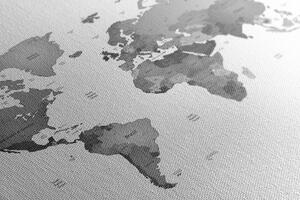 Slika na plutu zemljovid svijeta u crno-bijelim bojama
