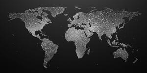 Slika noćni crno-bijeli zemljovid svijeta