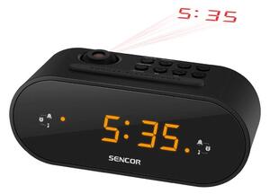 Sencor - Radio budilica s LED zaslonom i projektorom 5W/230V crna