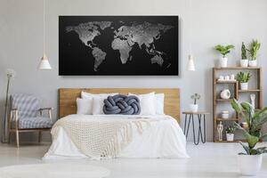 Slika na plutu noćni crno-bijeli zemljovid svijeta