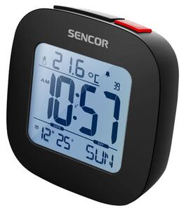 Sencor - Budilica s LCD zaslonom i termometrom 2xAAA crna