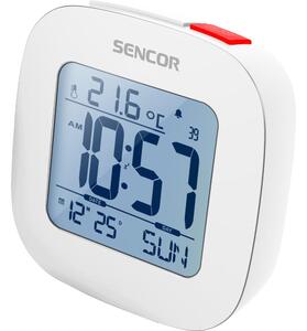 Sencor - Budilica s LCD zaslonom i termometrom 2xAAA bijela
