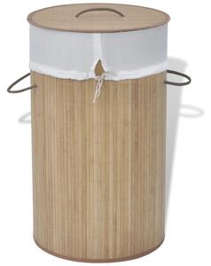 VidaXL 242723 Bamboo Laundry Bin Round Natural
