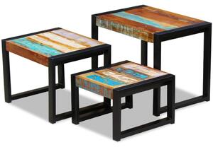 VidaXL 3-dijelni set uklapajućih stolića od masivnog obnovljenog drva