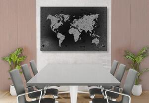 Slika stari zemljovid svijeta na apstraktnoj pozadini u crno-bijelom dizajnu