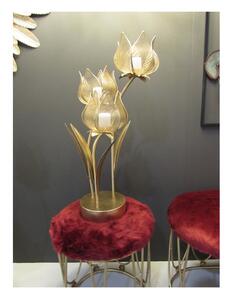 Željezni svijećnjak za 3 svijeće u zlatnoj boji Mauro Ferretti Flowery, visina 66 cm