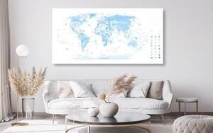 Slika na plutu detaljni zemljovid svijeta u plavoj boji