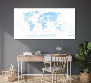 Slika na plutu detaljni zemljovid svijeta u plavoj boji