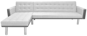VidaXL Kutna sofa na razvlačenje od tkanine 218x155x69 cm crno-siva