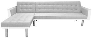 VidaXL Kutna sofa na razvlačenje od tkanine 218x155x69 cm bijelo-siva