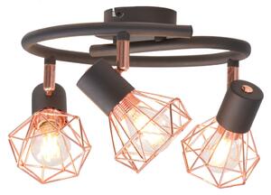 VidaXL Stropna svjetiljka s 3 reflektora E14 crna i bakrena