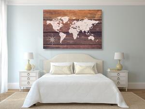 Slika na plutu decentni zemljovid svijeta s drvenom pozadinom