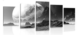5-dijelna slika fantasy krajolik u crno-bijelom dizajnu