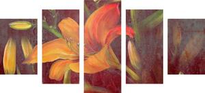 5-dijelna slika narančasti ljiljan u cvatu