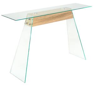 VidaXL Konzolni stol od stakla i MDF-a 120 x 30 x 76 cm boja hrasta