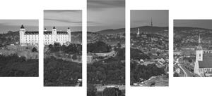 5-dijelna slika večer u Bratislavi u crno-bijelom dizajnu