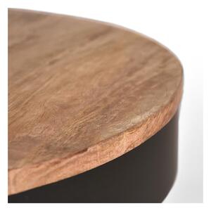 Crni stolić s pločom od mangovog drveta LABEL51 Saran, ⌀ 80 cm