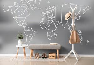 Tapeta stilizirani zemljovid svijeta u crno-bijelom dizajnu