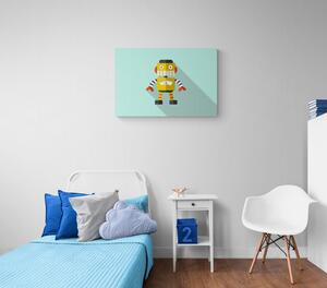 Slika žuti robot na plavoj pozadini