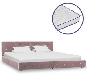 Krevet s memorijskim madracem ružičasti baršunasti 160 x 200 cm