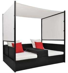 VidaXL Vrtni krevet s baldahinom crni 190 x 130 cm poliratan