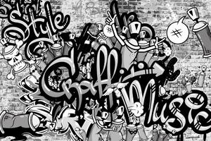 Tapeta sivi street art graffiti
