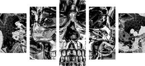 5-dijelna slika umjetnička lubanja u crno-bijelom dizajnu