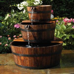 Ubbink vrtna fontana s vodopadom i setom od 3 drvene bačve