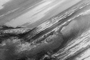 Slika morski valovi na obali u crno-bijelom dizajnu