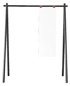Crni stalak-vješalica od borovog drveta s ogledalom Karup Design Hongi Black