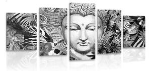5-dijelna slika Buddha na egzotičnoj pozadini u crno-bijelom dizajnu
