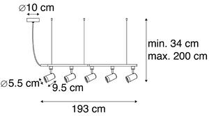 Moderni 1-fazni sustav visećih tračnica s 5 točaka u crnoj boji - Jeana