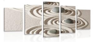 5-dijelna slika Zen kamenje u pješčanim krugovima