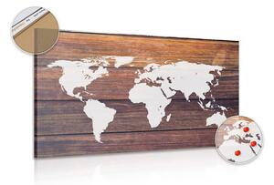 Slika na plutu zemljovid svijeta s drvenom pozadinom