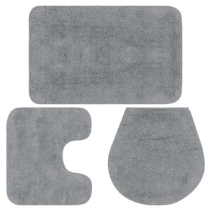 VidaXL 3-dijelni set kupaonskih otirača od tkanine sivi