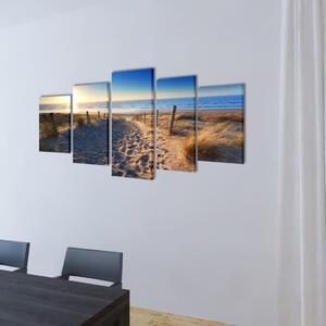 VidaXL Zidne Slike na Platnu s Printom Pješčane Plaže 100 x 50 cm