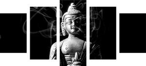 5-dijelna slika kip Buddhe u crno-bijelom dizajnu