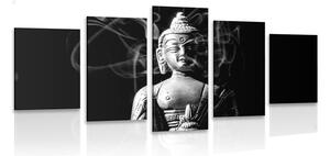 5-dijelna slika kip Buddhe u crno-bijelom dizajnu