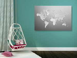 Slika na plutu crno-bijeli zemljovid svijeta u originalnom dizajnu