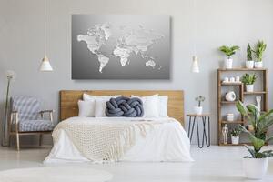 Slika na plutu crno-bijeli zemljovid svijeta u originalnom dizajnu