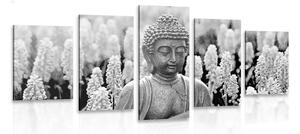 5-dijelna slika jin i jang Buddha u crno-bijelom dizajnu