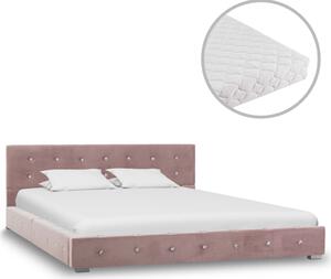 Krevet s madracem ružičasti baršunasti 140 x 200 cm