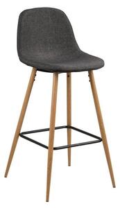 Siva barska stolica s metalnim postoljem s detaljima od hrasta Actona Wilma