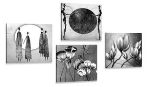 Set slika u crno-bijelom etno stilu