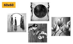 Set slika u crno-bijelom etno stilu