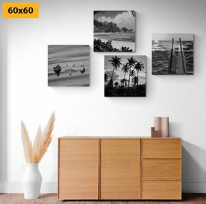 Set slika odmor na moru u crno-bijelom dizajnu