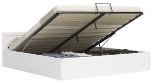 VidaXL Hidraulični okvir za krevet umjetna koža LED bijeli 180x200 cm