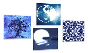 Set slika Feng Shui u plavom dizajnu